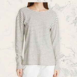 NILI LOTAN Arlette Stripe Hemp & Organic Cotton T-Shirt - Size XS - Black and Wh